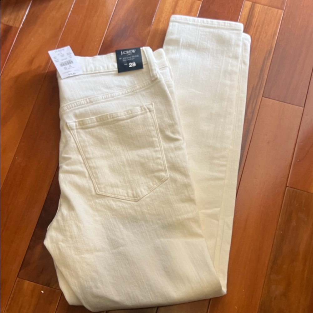 NWT J Crew 9 High Rise‎ Skinny Jeans White Womens cropped classic Denim Size 28